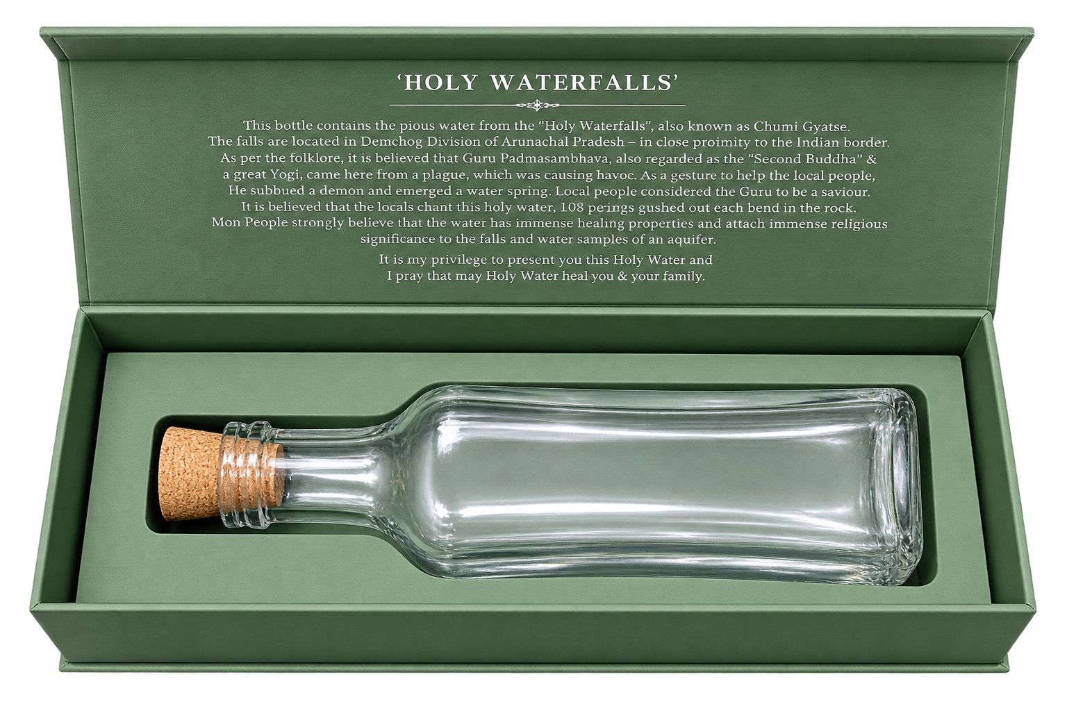 Holy Waterfalls Chumi Gyatse Premium Holy Water Bottle Gift Box